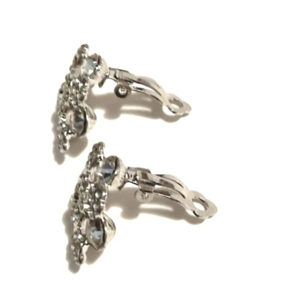 Vintage 1960’s Square Clip-On .7” Crystal Earrings Women’s Formal & Casu… - Picture 2 of 4